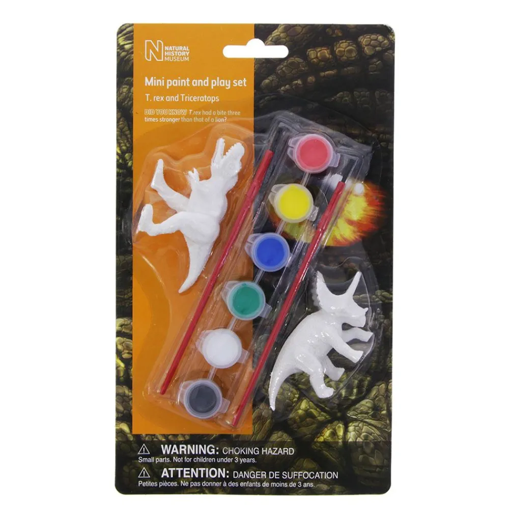 NHM Shop T. rex and Triceratops Mini Paint and Play Set* Kits, Puzzles & Activities | Dinosaur Games & Activities