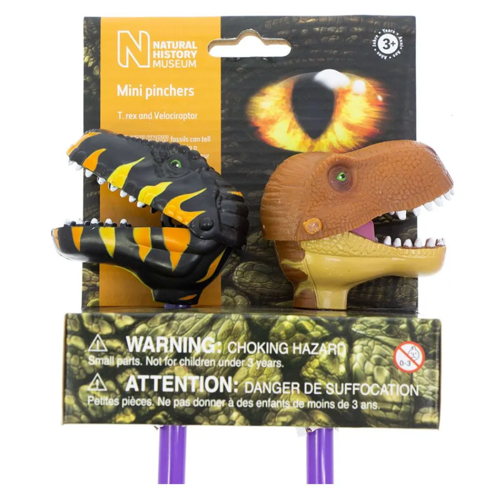 NHM Shop T. rex and Velociraptor Mini Pinchers* Dinosaur Toys | Gifts Under £20
